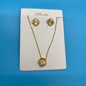 Delicates Gold Floral Necklace and Earring Set
